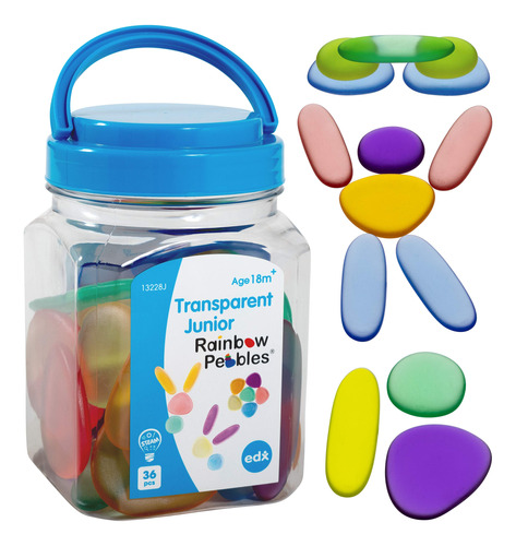 Edx Education Junior Rainbow Pebbles  Mini Tarro  Transparen