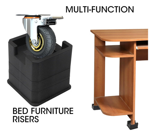 Juego De 6 Elevadores De Cama De 3 Pulgadas Ruedas, Alt...