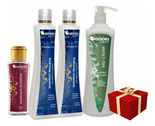 Kit Midori Progress 2 Shampoo + Mid Cream 8 Em1+ Oleo 30ml