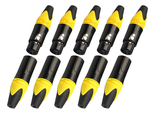 2 X 5 Pares Conector Xlr , Macho Y Hembra Amarillo