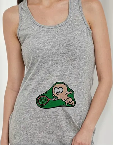 Musculosa Bebe Deportista Jugando Al Tenis Embarazada