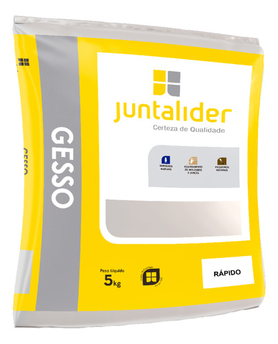 Saco De Gesso Rápido 5kg P/ Molduras E Reparos Manuais Cor Branco