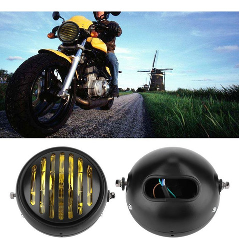 Motocicleta Universal Retro Preto Shell Grill Tampa Farol Fr