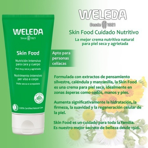 Imagen 3 de 3 de Skin Food Weleda Nutrición Intensiva P. Seca Vegano Local Tipo De Envase Pomo Fragancia Manzanilla Romero Calendula Tipos De Piel Seca