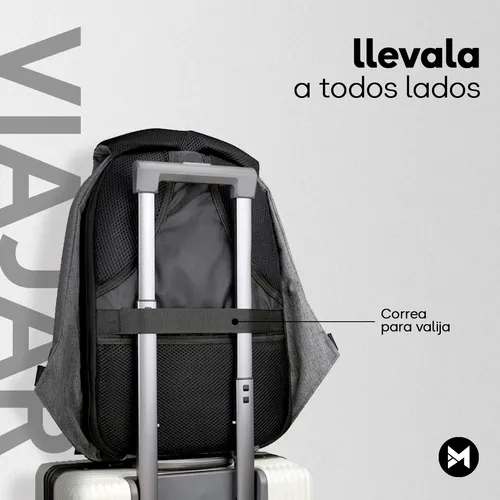 Mochila Antirrobo Impermeable Carga Usb Para Notebook Tablet