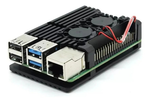 Case Metal Para Raspberry Pi 4 Com Cooler Duplo