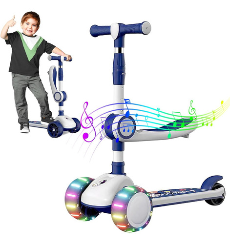 Scooter Plegable Con Asiento Y Musical Luz Regalo Para Niños