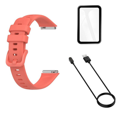 Correa De Tpu + Cargador + Mica Para Huawei Band 7 