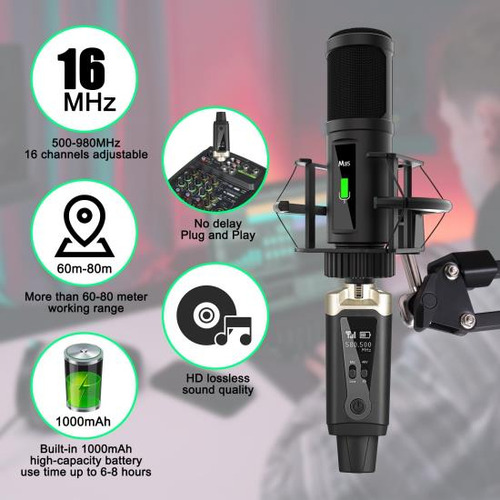Transmisor Y Receptor Xlr Inalámbrico Uhf Con Alimentación F