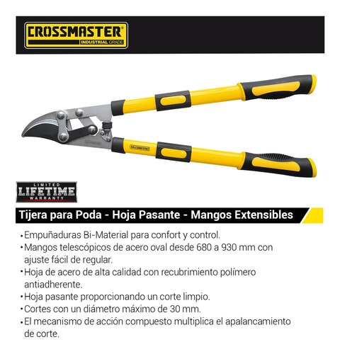 Imagen 2 de 3 de Tijera Para Poda Hoja Pasante Extensible Crossmaster 9937890