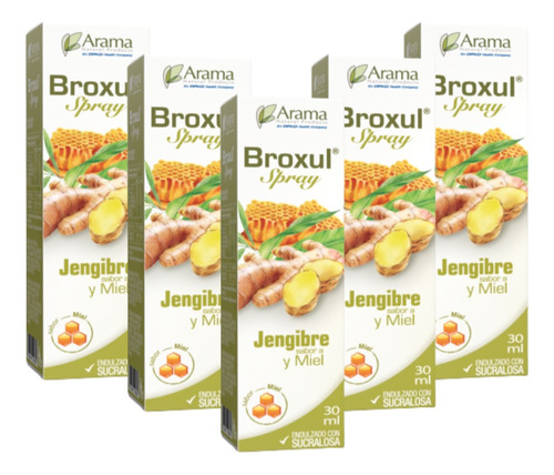 Broxul Spray Jengibre Miel Propóleo Vitamina C 30ml X 5 