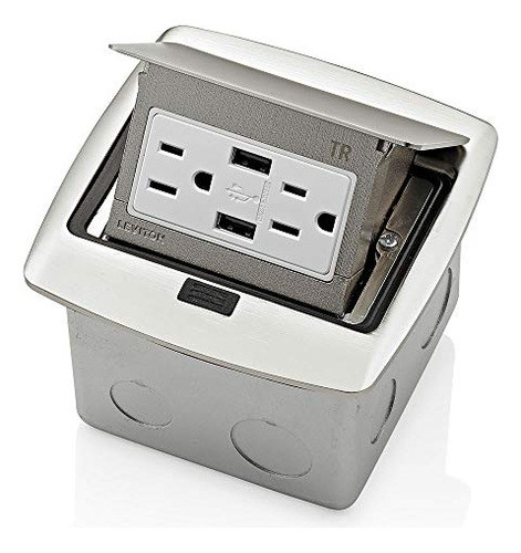 Caja De Suelo Pop-up Leviton Pfus1-bn Con Cargador Usb