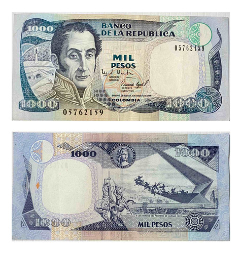 Billete De 1000 Pesos Colombia Billete Antiguo De Colección