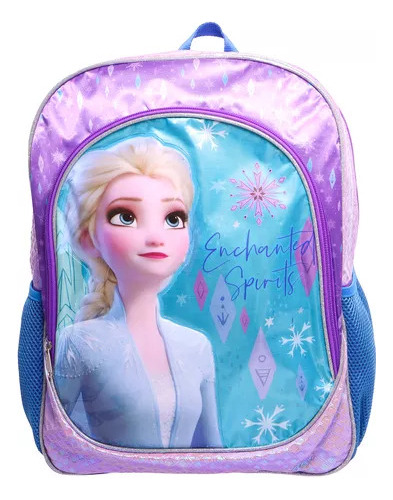 Mochila Disney Frozen Primaria Mod D Azul Con Morado 