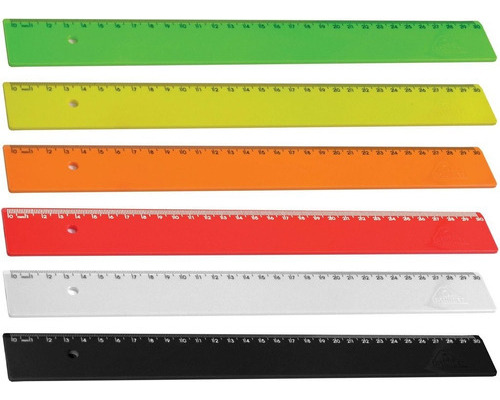 Régua Pp Escolar 30cm 964.0 Pt Com 6 Un Cores Citrus Acrimet