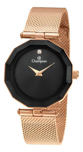Relógio Champion Elegance Rose Feminino Cn24502p Cor do bisel Preto Cor do fundo Preto
