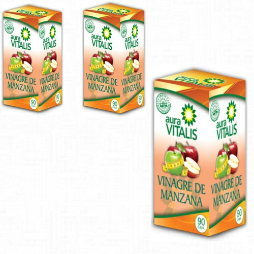 Vinagre De Manzana 3 Frasco 90 Caps C/u Lecitina De Soya A.v