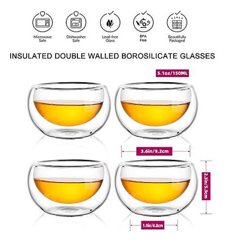 Set De Tetera De Vidrio Cnglass, Tetera De 20 Oz Transparent