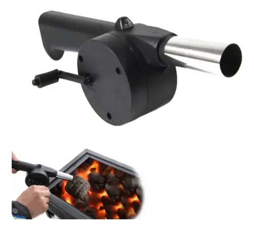 BullTek Ventilador Manual De Manivela Para Barbacoa, Soplador Portátil De Aire, Para Carbón, Camping Y Fogatas