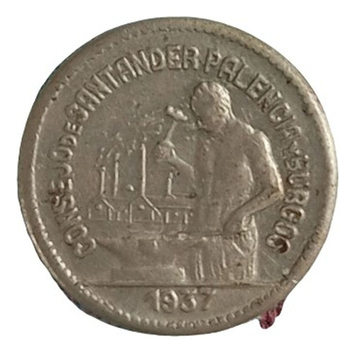  Moneda Republica Española Consejo Santander Palencia 1937