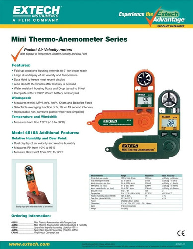 Mini Termo-anemometro Extech 45118