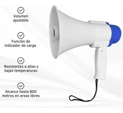 Megáfono Genérico Con Sirena Record Bluetooth Recargable 15w