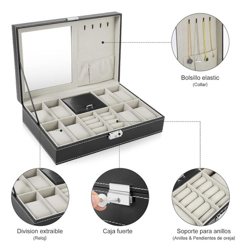 Organizador De Relojes Joyas Y Accesorios Caja Reloj Joyero