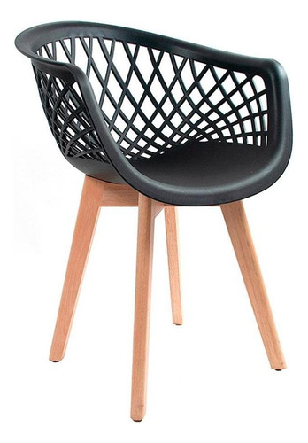 Kit 6 Cadeira De Jantar Empório Tiffany Web Pé Wood Cor da estrutura da cadeira Madeira Cor do assento Preto