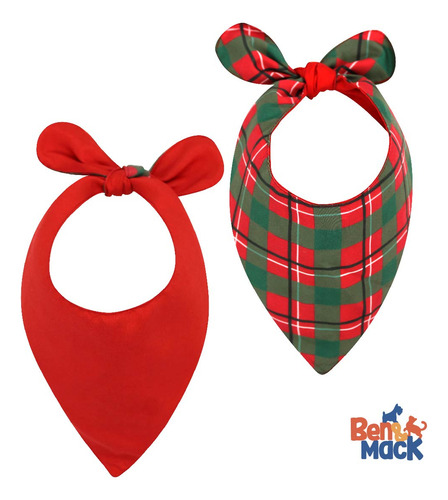 Set De 3 Pañuelos Para Perro Chico Navideño Doble Vista