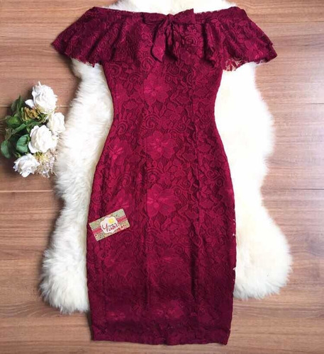 Imagem 5 de 5 de Vestido Tubinho Justo Renda Ombro A Ombro Ciganinha Babados