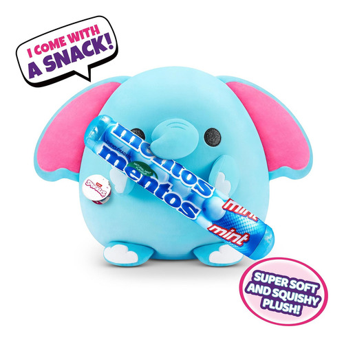Zuru Snackles Peluche Elefante Mentos 35 Cm Ultra Suave Color Elephant And Mentos