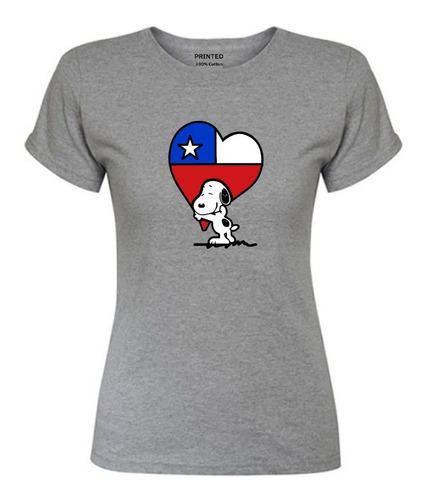 Polera Mujer Estampado Snoopy Corazón Chilena