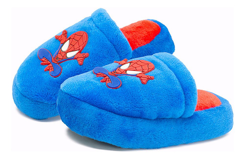 Pequenos Pasos Niño Pantufla Azul Spider Atractivo Afelpada