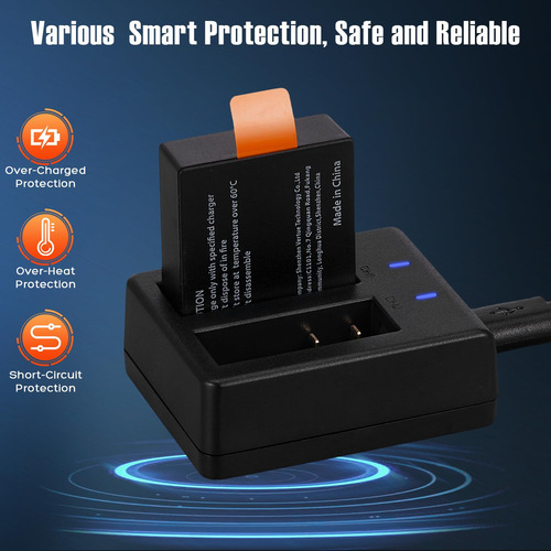 Kit De Cargador Con 3 Baterías 1350 Mah Para Cámaras De Acci