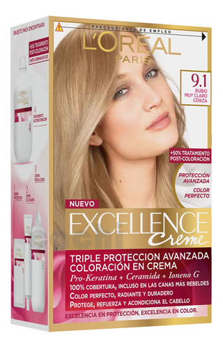 Tinta Loreal Excellence Creme Rubio Muy Claro Ceniza 9.1