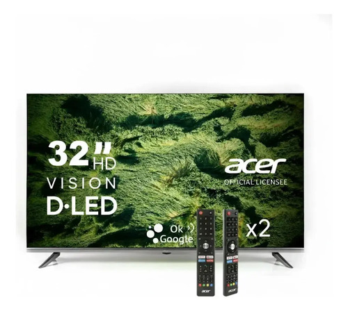 Smart Tv Pantalla Acer 32 Pulgadas Dled hd Android Tv Con Ok Google, Dolby Audio, Televisión, Bluetooth, Hdmi, Wi-fi, 2 Controles Incluidos