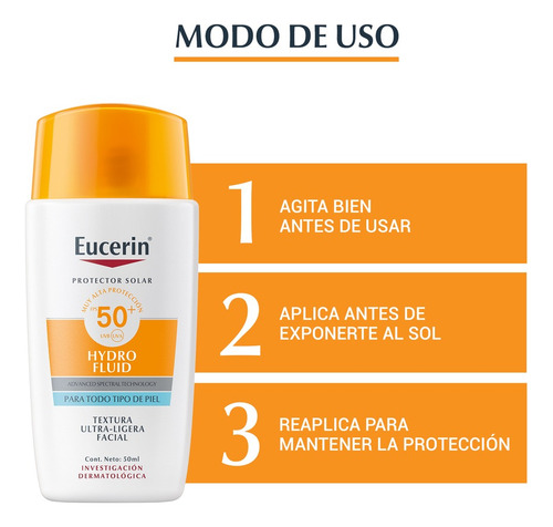 Combo X 2 Protector Solar Eucerin Fps 50 Hydro Fluid 50 Ml