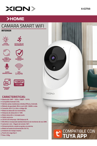 Cámara Smart De Seguridad Para Interior Wifi Xion Xi-cctv3 Color Único