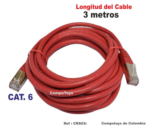 Imagen 1 de 6 de Cable Para Ps3 Utp Cat6 3m Rojo Ref: Crs03r Computoys Sas