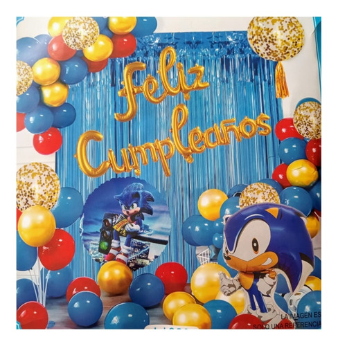 Kit 40pz De Globos De Sonic Dash Globos Metalicos Sonic Azul