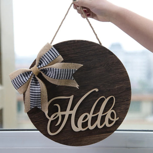 Letrero Colgante De Madera Hello Sign For Corona De Primave