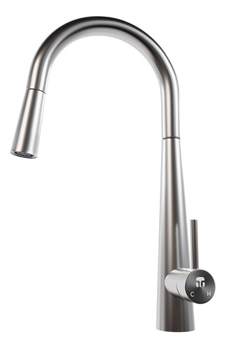 Monomando De Cocina Tecnolam Tec149ss Acabado Satinado Gris