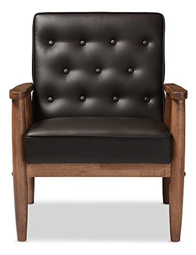 Baxton Studio Sorrento Sillón Tapizado De Madera De Imitació