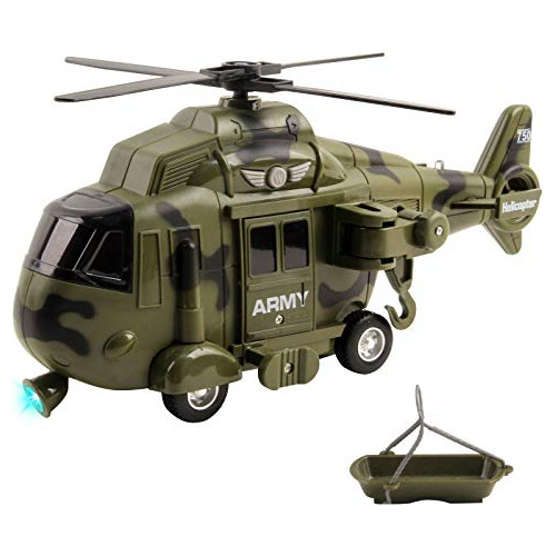 Helicóptero Militar 11 Luces Sonidos Empuje Y Vaya Inc...