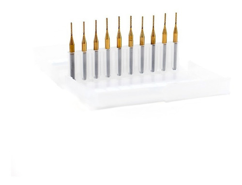 10 Brocas De Fresado Pcb Y Cnc Punta 1.0 Mm Vástago 3.175mm