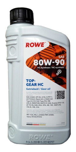 Aceite Rowe 80w90 Sintético Para Transmisiones Mecánicas