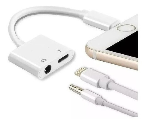 Adaptador Compativel iPhone Dual P2 + Lightning  Com Fone 