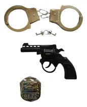 Comprar Brinquedo Kit Policial Algemas+ Arminha Fantasia+ Distintivo