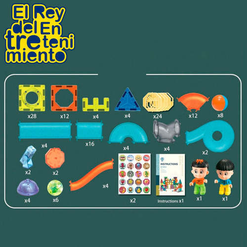 Imagen 4 de 5 de Juego Bloques Magnéticos 142 Pcs Con Luz Construcción El Rey