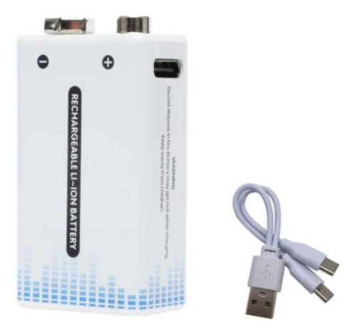 Pila Cuadrada 9 V 9v Recargable Usb Alta Capacidad 1000 Mah